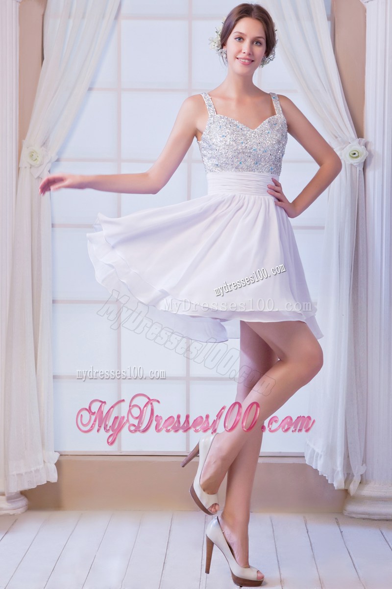 White Straps Beading Homecoming Dresses for Girl Party