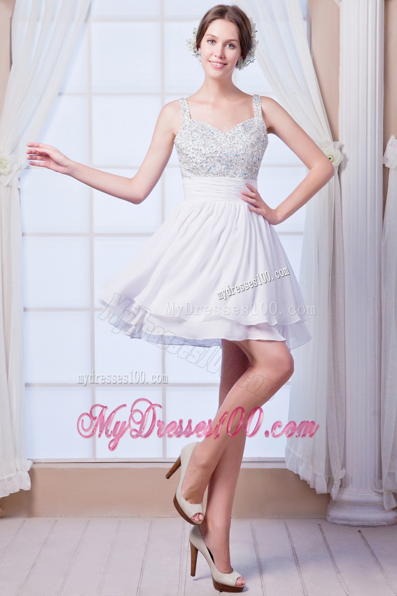 White Straps Beading Homecoming Dresses for Girl Party