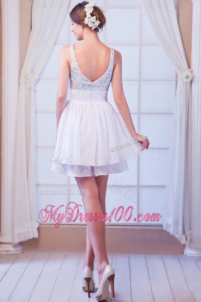White Straps Beading Homecoming Dresses for Girl Party