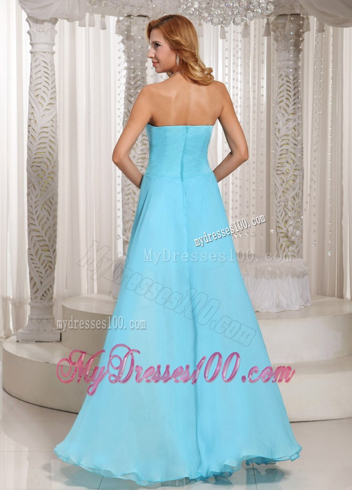 Aque Blue High-low Sweetheart Homecoming Dress Beaded and Ruche