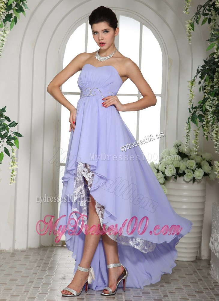 Lilac Beaded Decorate High-low Homecoming Dresses For Custom Made