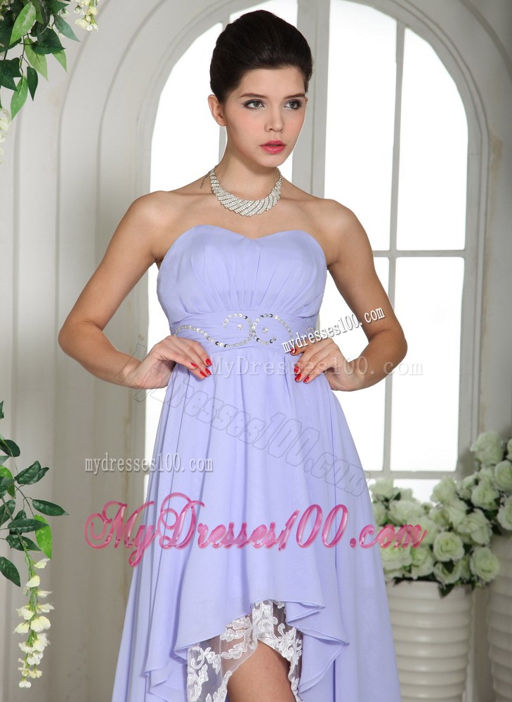 Lilac Beaded Decorate High-low Homecoming Dresses For Custom Made