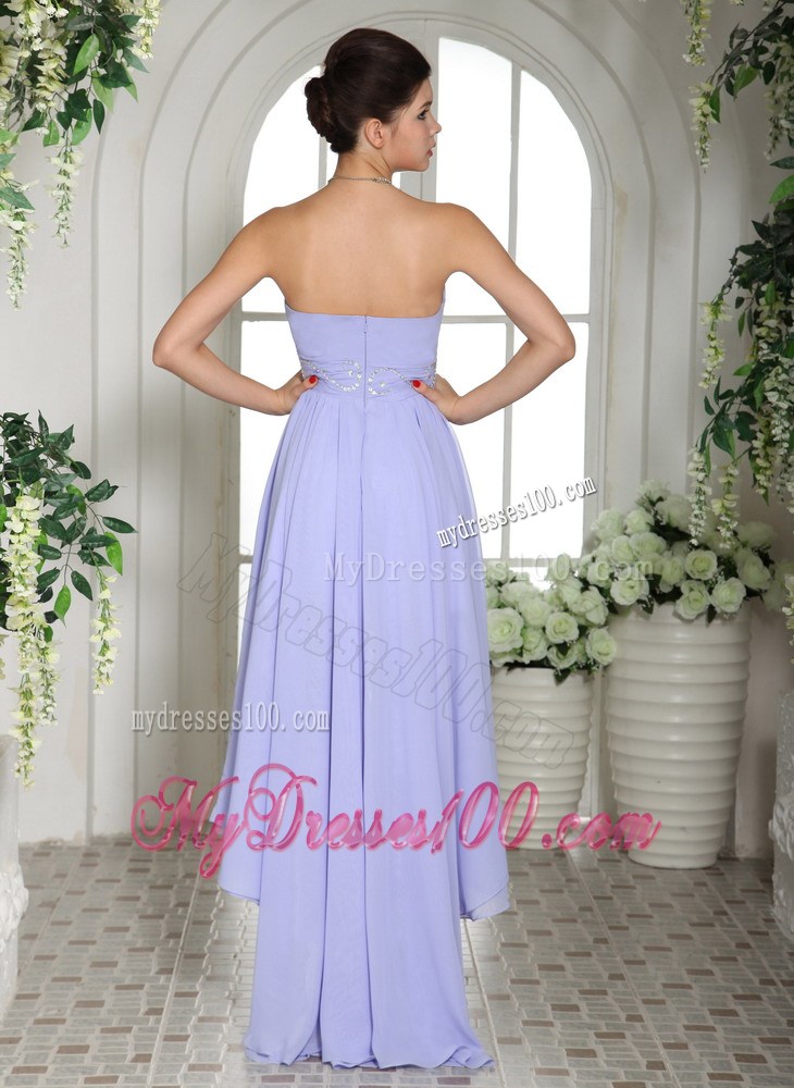 Lilac Beaded Decorate High-low Homecoming Dresses For Custom Made
