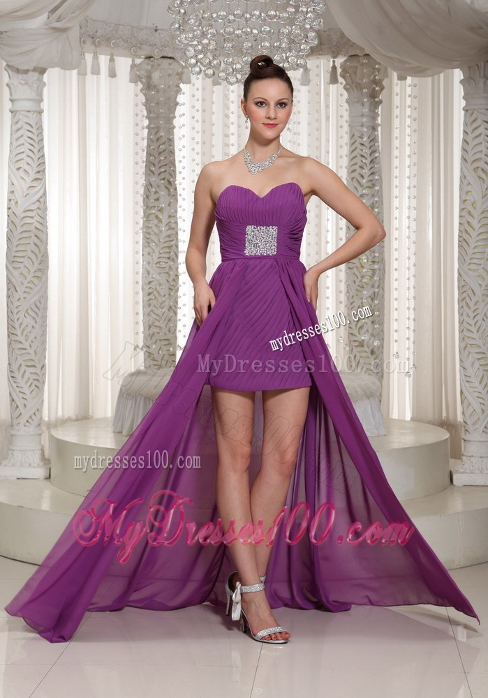 High-low Ruched Sweetheart Homecoming Dresses With Beading