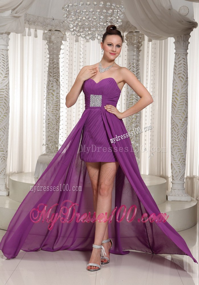 High-low Ruched Sweetheart Homecoming Dresses With Beading