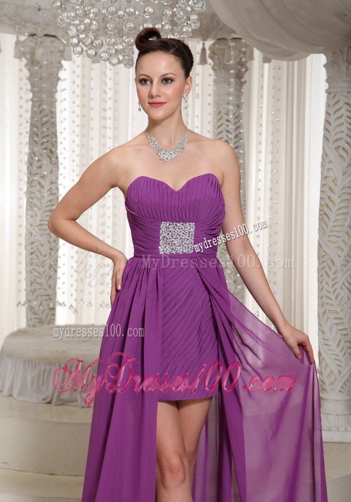 High-low Ruched Sweetheart Homecoming Dresses With Beading