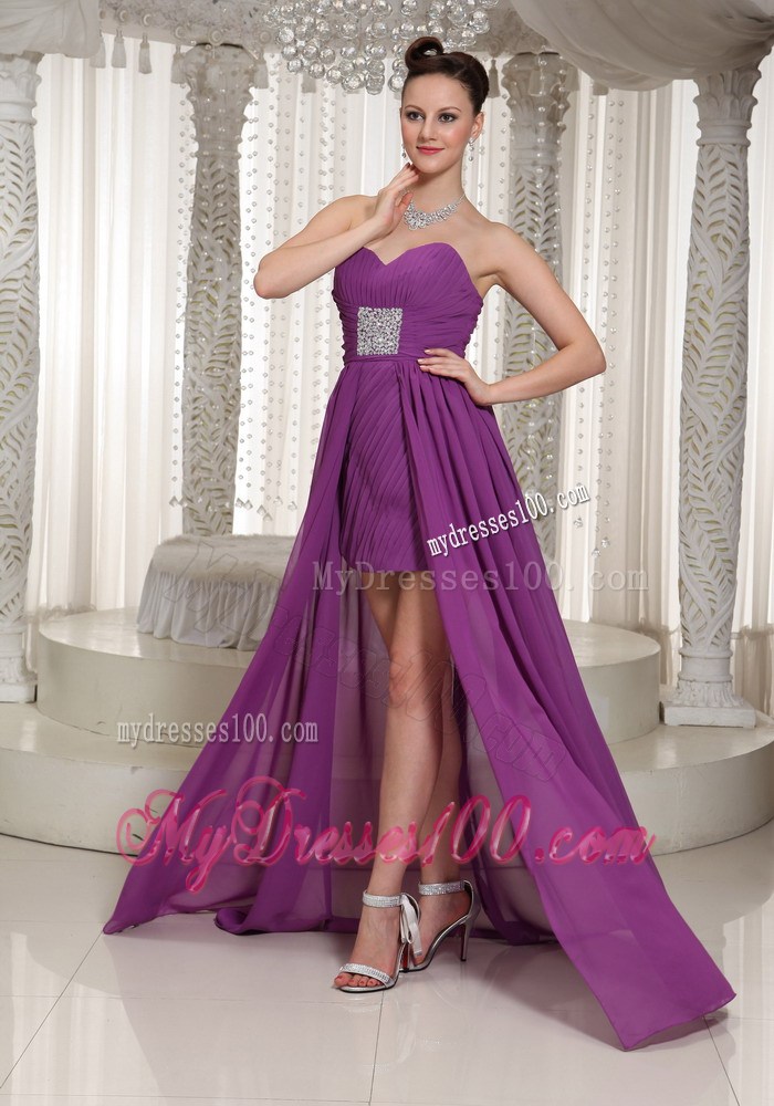 High-low Ruched Sweetheart Homecoming Dresses With Beading