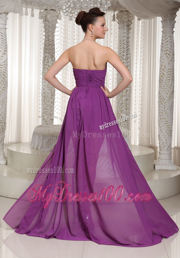 High-low Ruched Sweetheart Homecoming Dresses With Beading