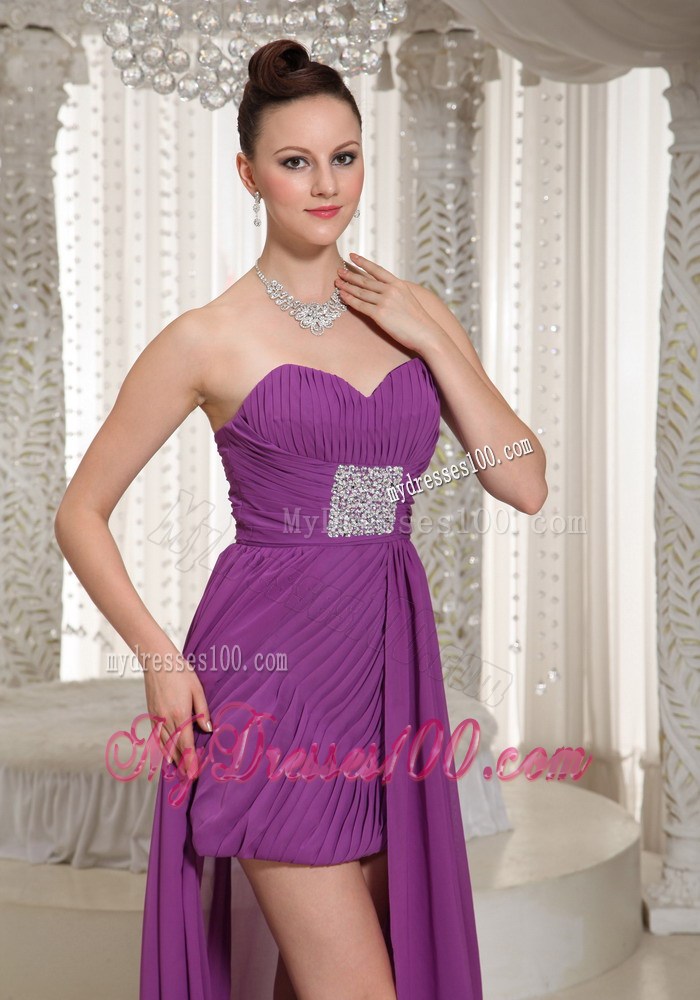 High-low Ruched Sweetheart Homecoming Dresses With Beading