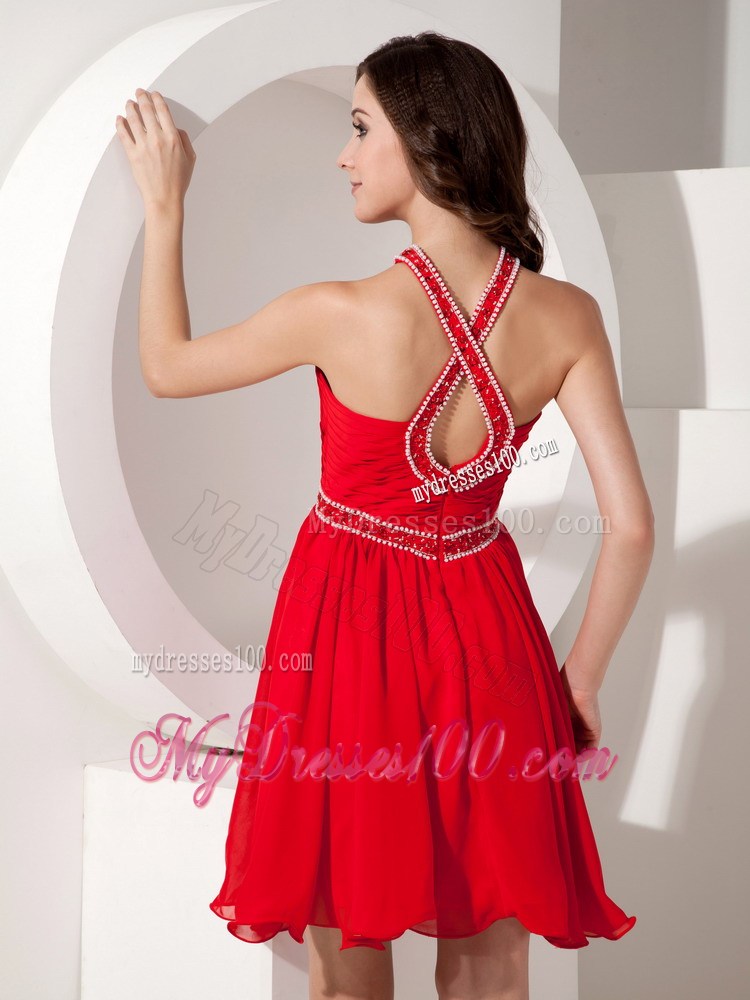 The Super Hot Red Empire Homecoming Dresses with Straps Beading 