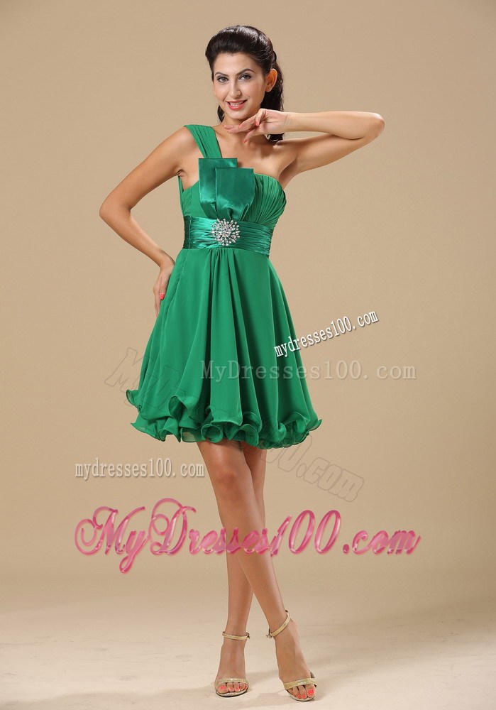 Green One Shoulder Light Blue Ruched 2013 Homecoming Dress