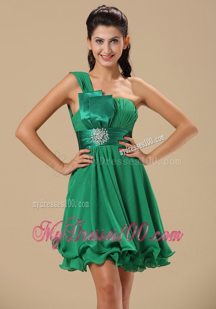 Green One Shoulder Light Blue Ruched 2013 Homecoming Dress