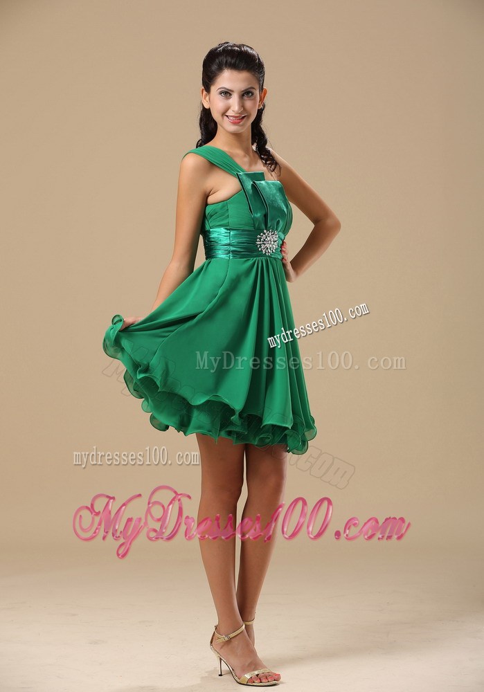Green One Shoulder Light Blue Ruched 2013 Homecoming Dress