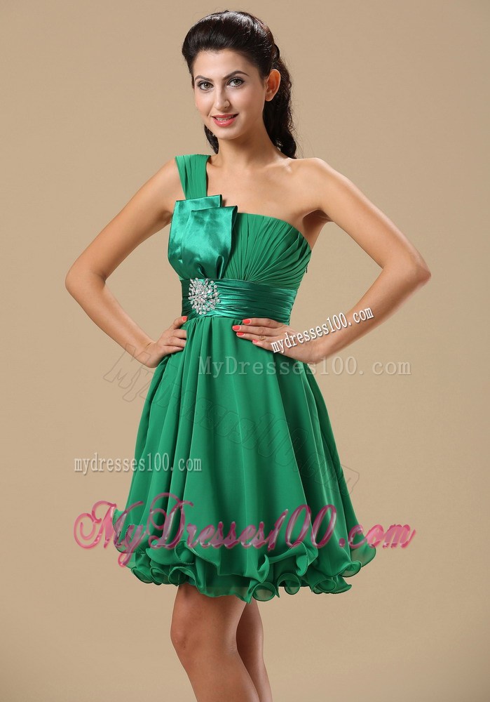 Green One Shoulder Light Blue Ruched 2013 Homecoming Dress