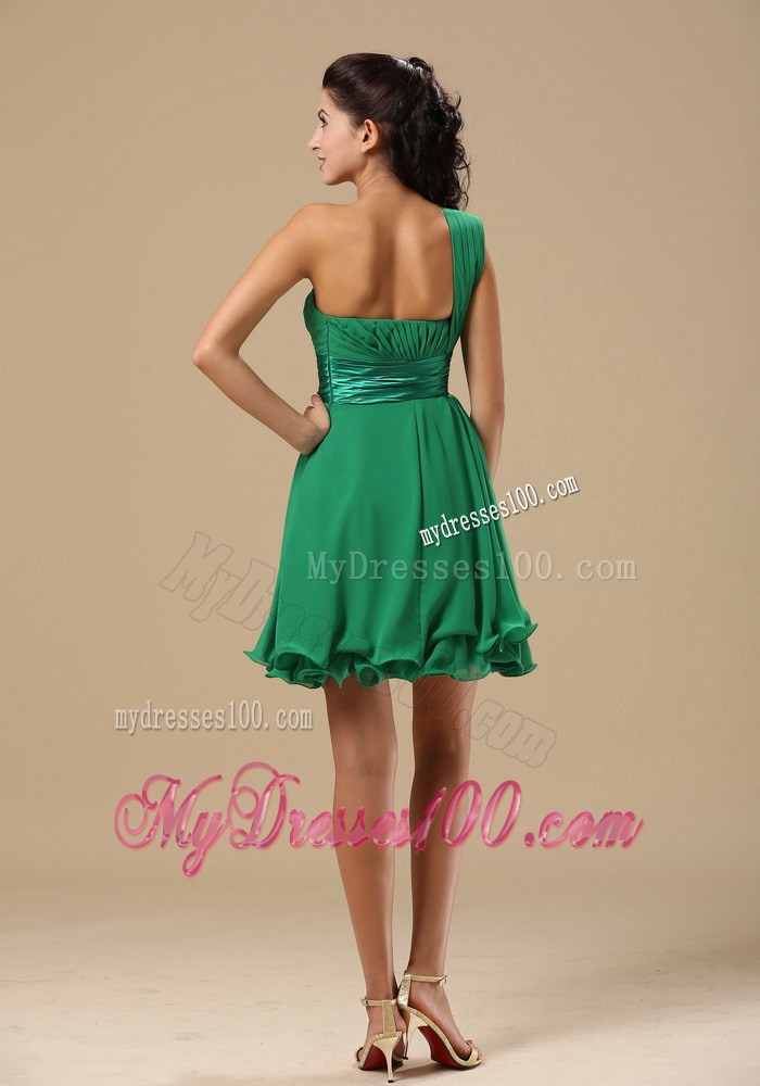 Green One Shoulder Light Blue Ruched 2013 Homecoming Dress