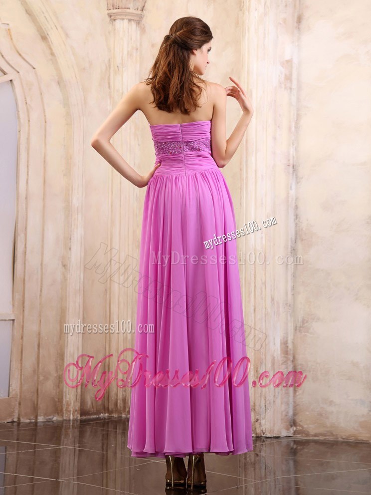 Lavender Homecoming Dresses with Sweetheart Ruching Ankle-length