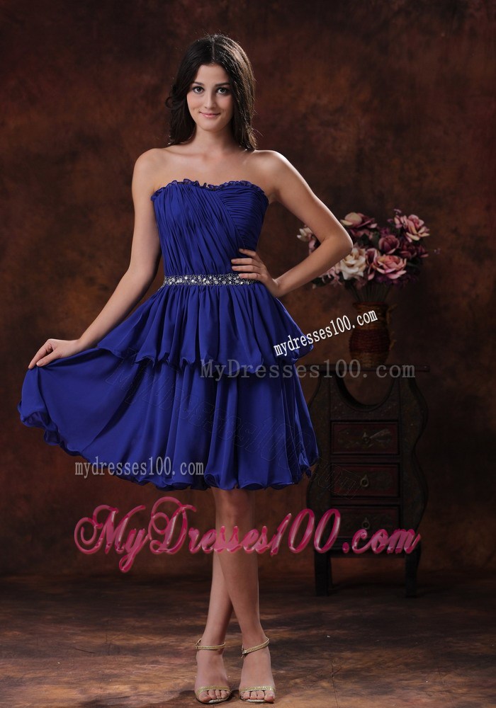 Navy Blue Short Homecoming Dresses For Beaded Decorate Waist