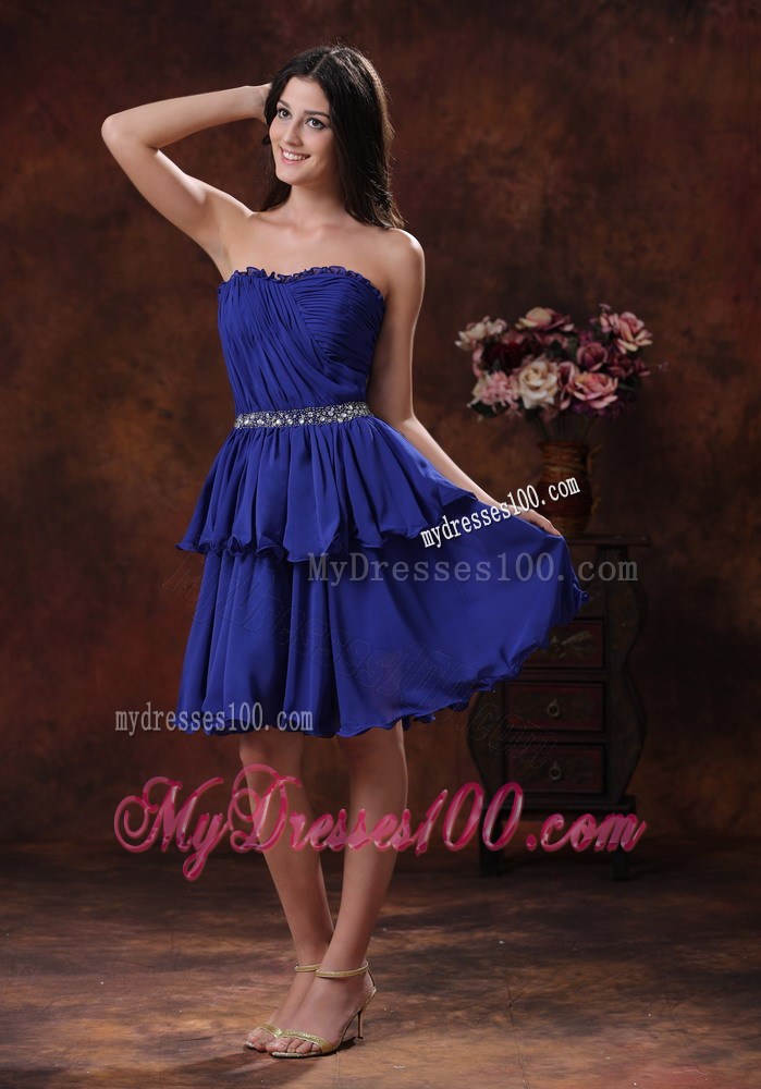 Navy Blue Short Homecoming Dresses For Beaded Decorate Waist