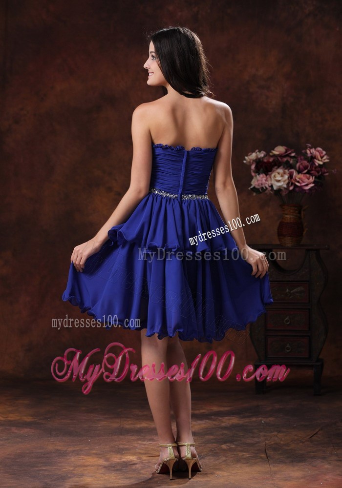 Navy Blue Short Homecoming Dresses For Beaded Decorate Waist