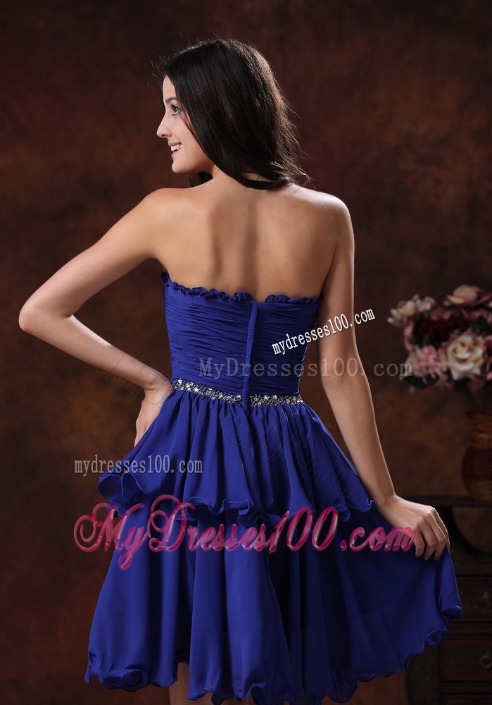 Navy Blue Short Homecoming Dresses For Beaded Decorate Waist