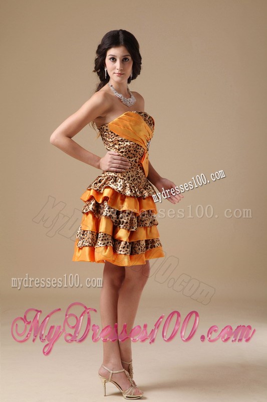 Multi-color Strapless and Leopard Beading Homecoming Dresses
