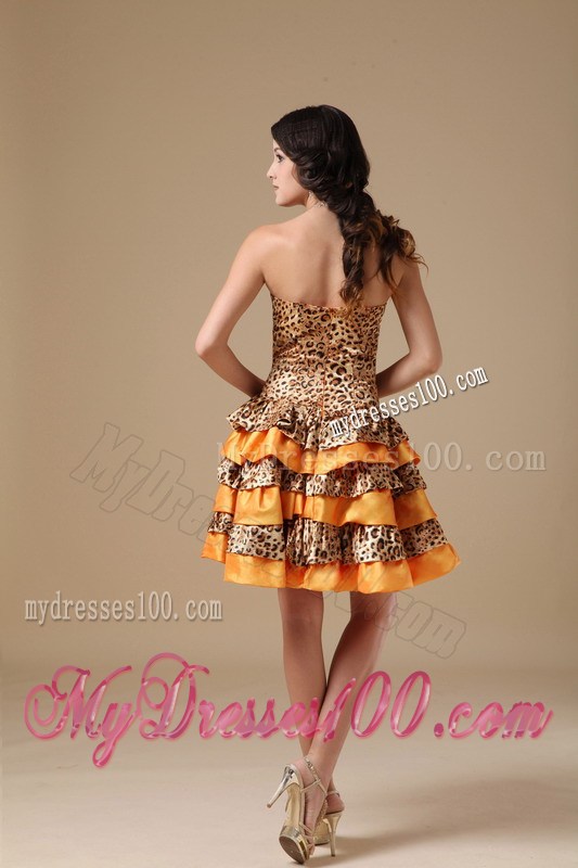 Multi-color Strapless and Leopard Beading Homecoming Dresses