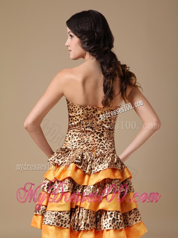 Multi-color Strapless and Leopard Beading Homecoming Dresses