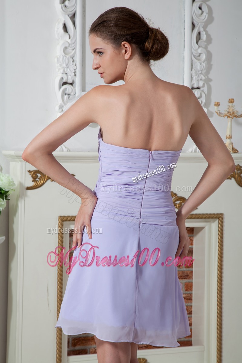 Lilac Sweetheart Homecoming Dresses Ruche Hand Made Flowers