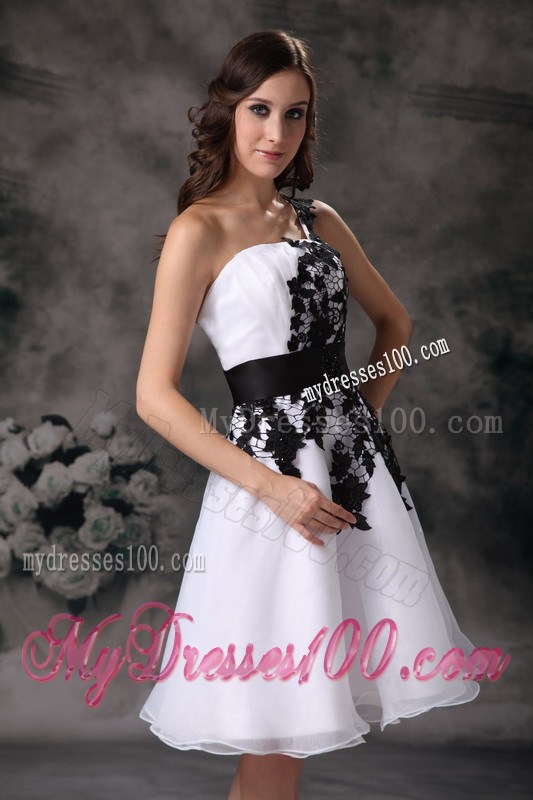 Modest White One Shoulder Lace Short Homecoming Dress 2013