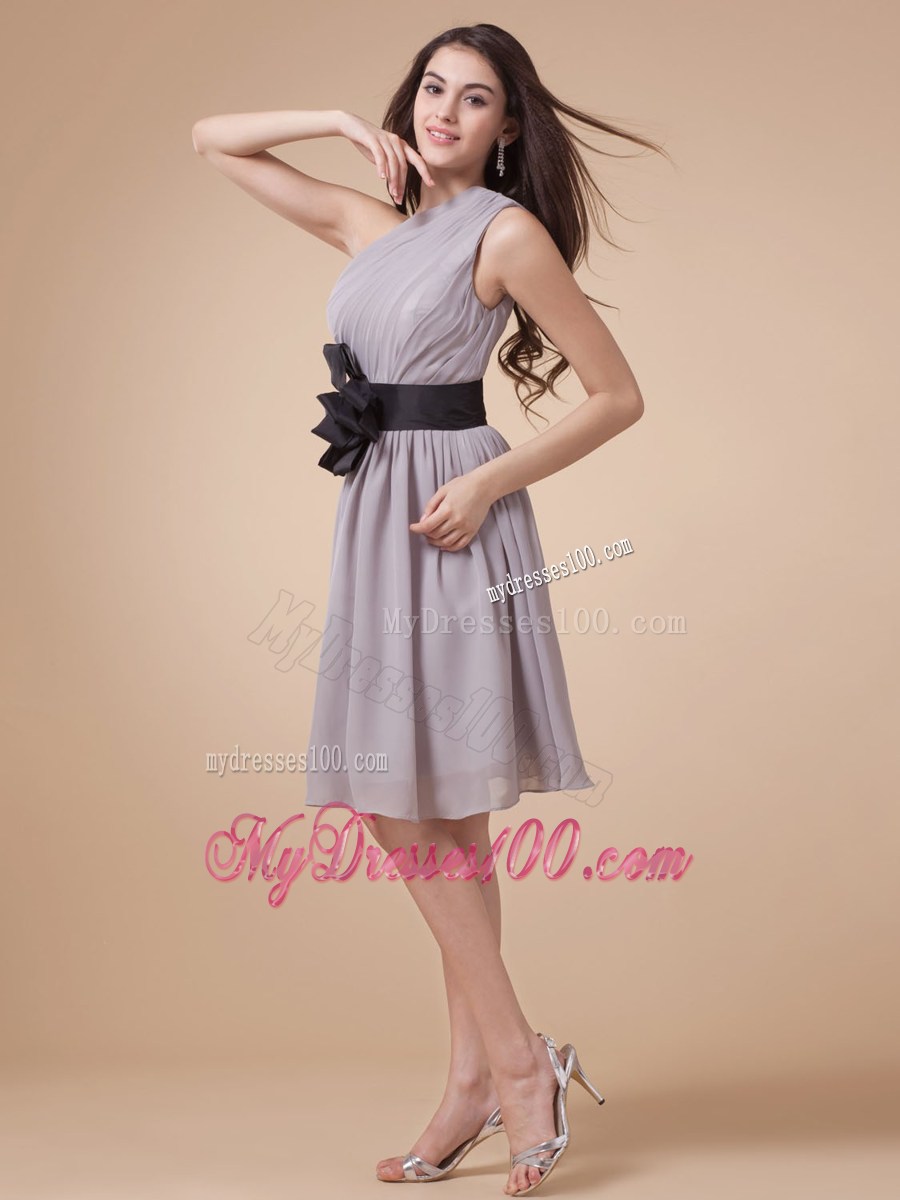 One Shoulder Sash and Ruche For Custom Made Homecoming Dresses