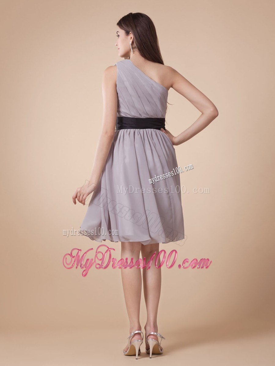 One Shoulder Sash and Ruche For Custom Made Homecoming Dresses