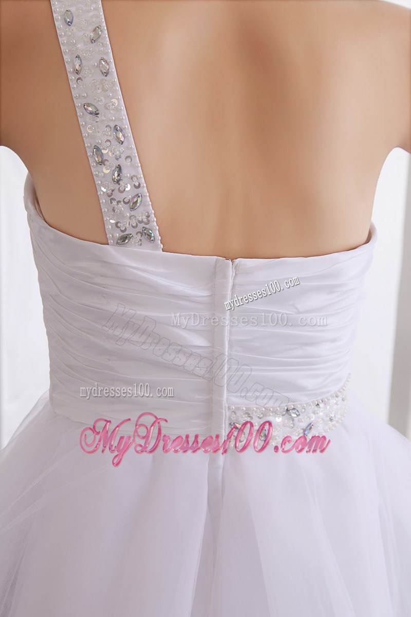 White One Shoulder Short Homecoming Dresses with Beading