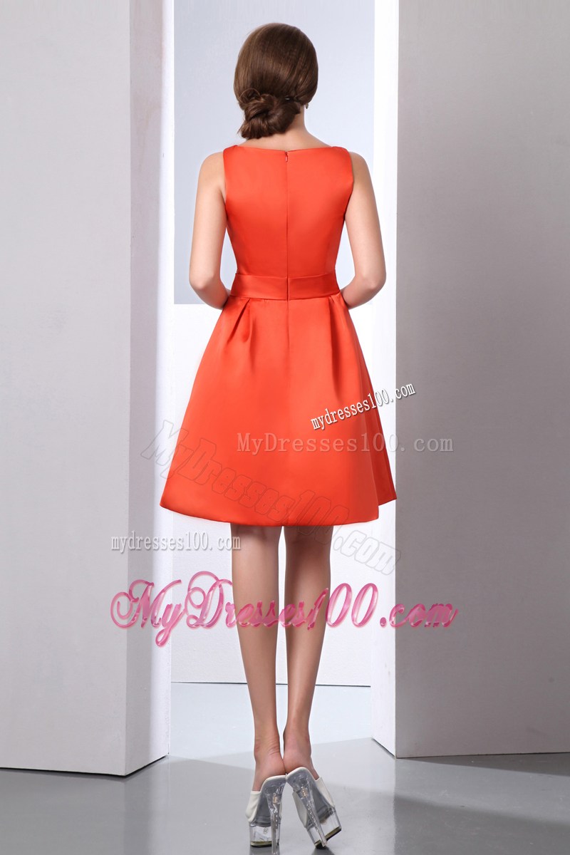 Modest Orange Red Bateau Beading Homecoming Dresses Mini-length