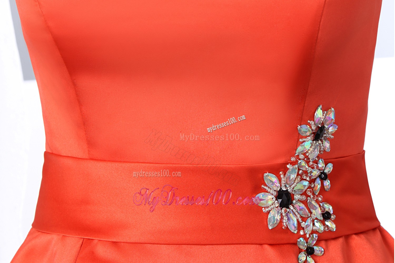 Modest Orange Red Bateau Beading Homecoming Dresses Mini-length