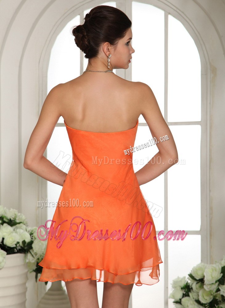 Orange V-neck Mini-length Club Homecoming Dresses for Party in 2013