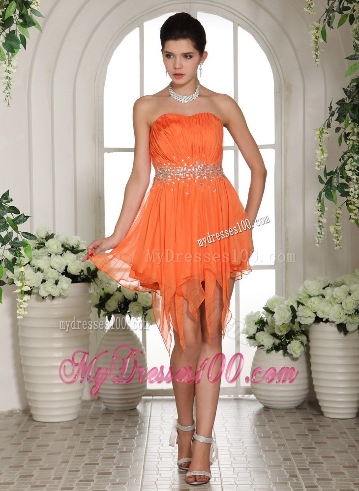 Beaded Decorate Asymmetrical Homecoming Dress For Custom Made