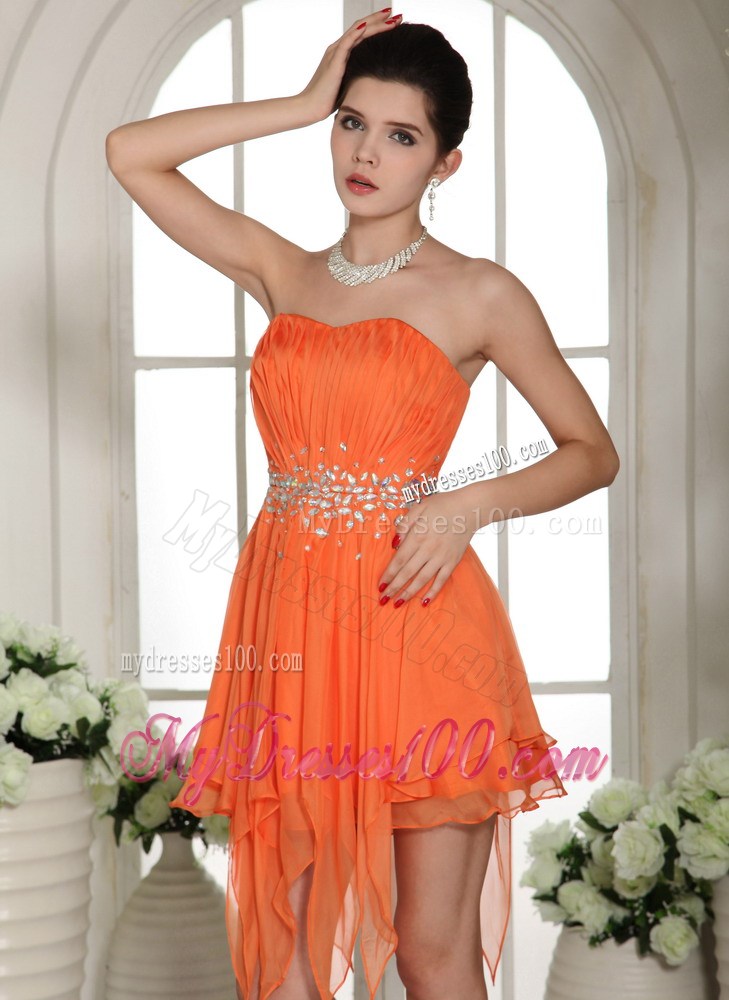 Beaded Decorate Asymmetrical Homecoming Dress For Custom Made