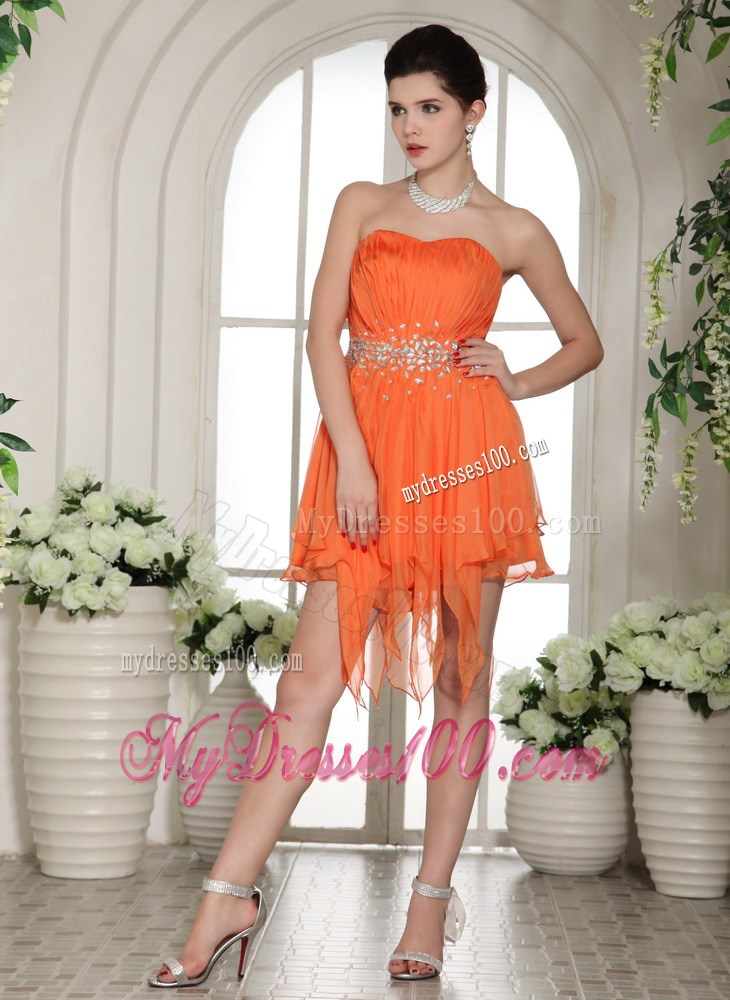 Beaded Decorate Asymmetrical Homecoming Dress For Custom Made