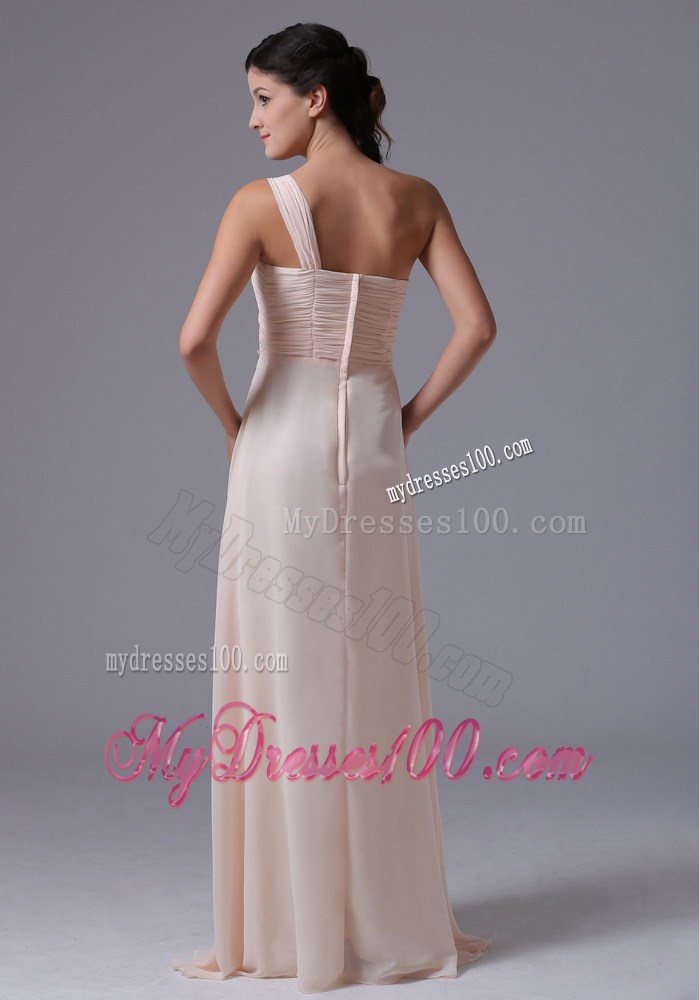 Baby Pink One Shoulder Homecoming Dresses With Ruche and Beading