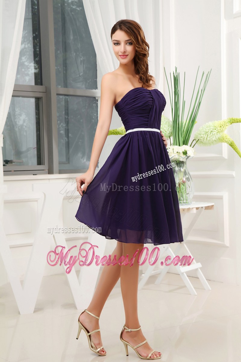 Ruching Empire Purple Strapless Short 2013 Homecoming Dresses