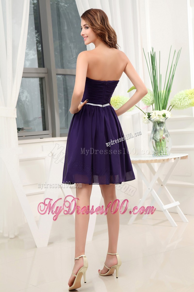 Ruching Empire Purple Strapless Short 2013 Homecoming Dresses