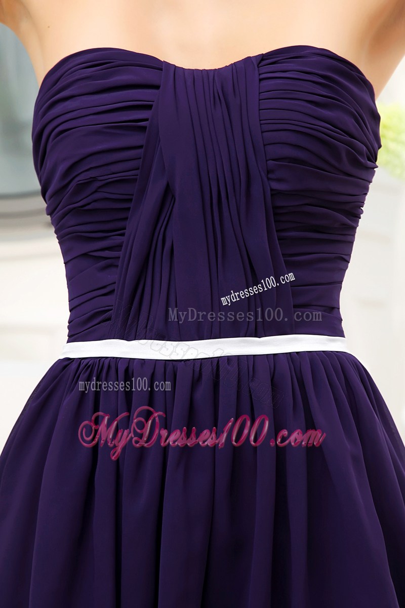 Ruching Empire Purple Strapless Short 2013 Homecoming Dresses