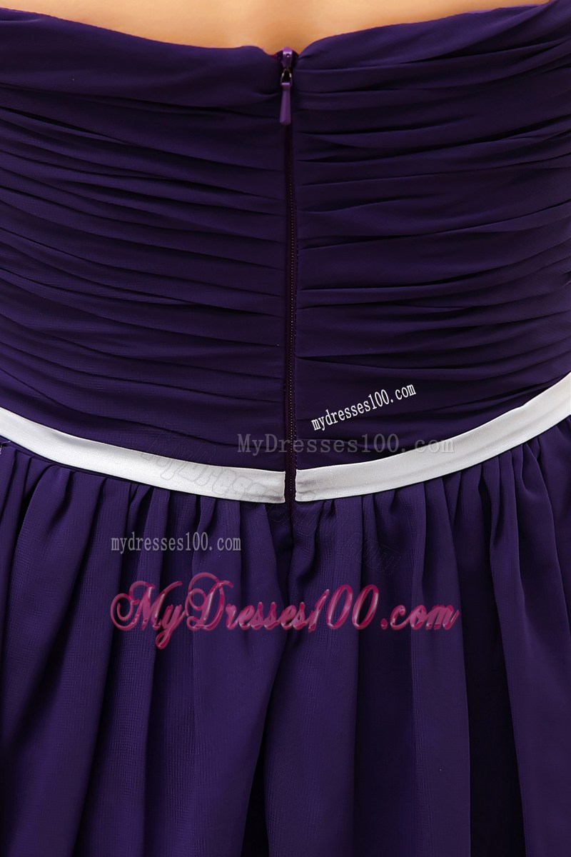 Ruching Empire Purple Strapless Short 2013 Homecoming Dresses