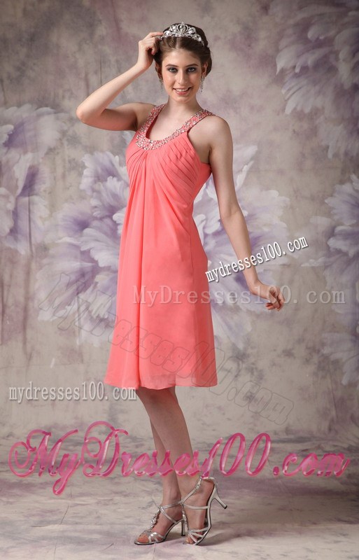 Gorgeous Watermelon Homecoming Dresses Empire Scoop Beading