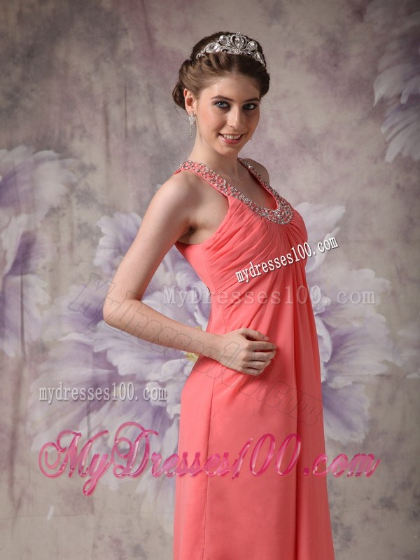 Gorgeous Watermelon Homecoming Dresses Empire Scoop Beading