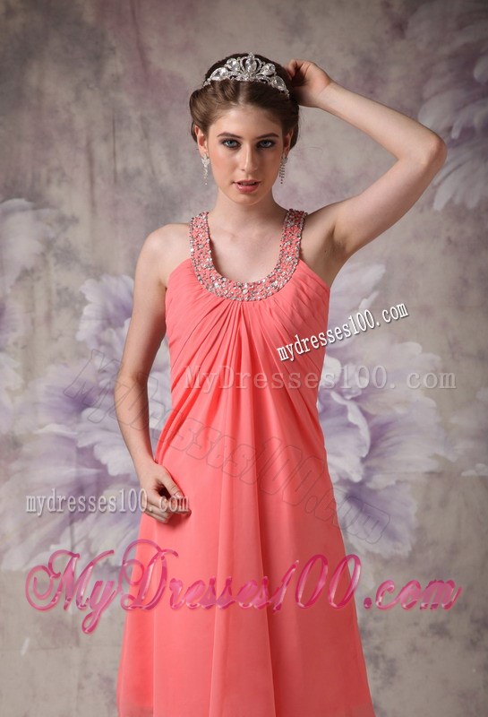 Gorgeous Watermelon Homecoming Dresses Empire Scoop Beading