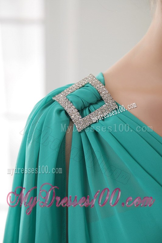 Turquoise One Shoulder Knee-length Beading Homecoming Dresses