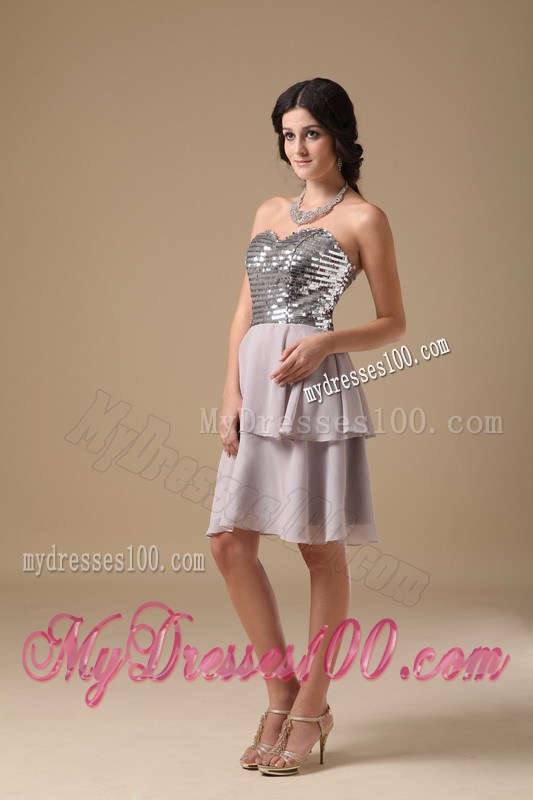 Cheap Grey Sweetheart Sequin Homecoming Dresses for Girl