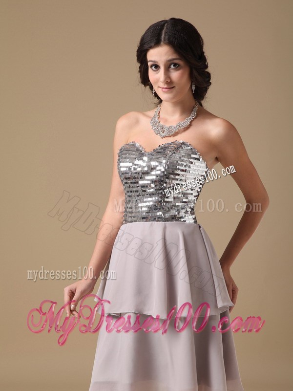 Cheap Grey Sweetheart Sequin Homecoming Dresses for Girl