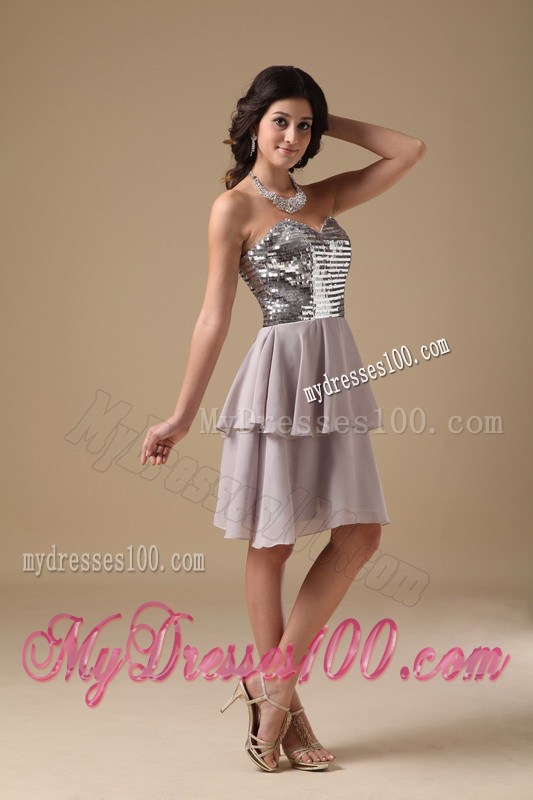 Cheap Grey Sweetheart Sequin Homecoming Dresses for Girl